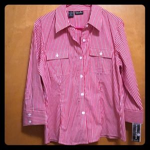 Red and white collared Button shirt